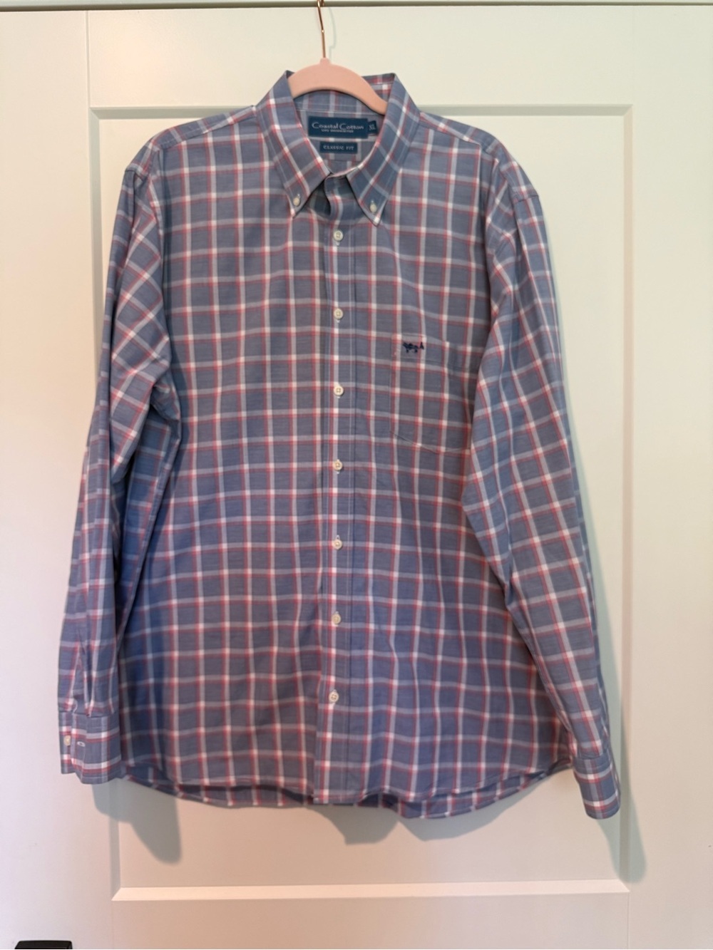 Coastal Cotton Classic Fit Plaid Button Down Shirt – Men’s XL